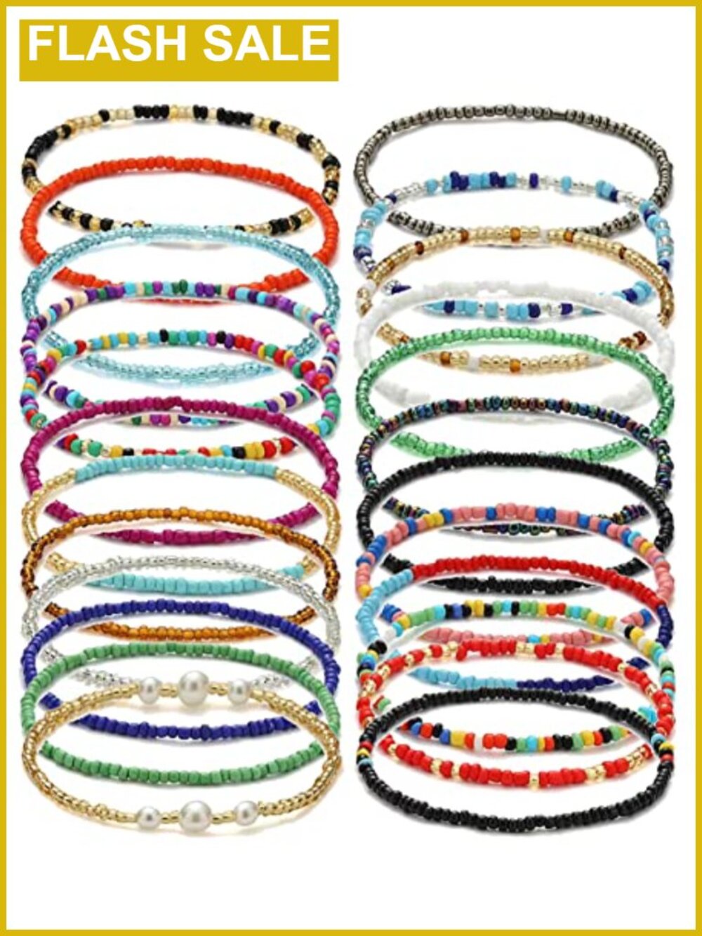 Handmade Boho Beaded Anklets Set for Women Beach Jewelry
